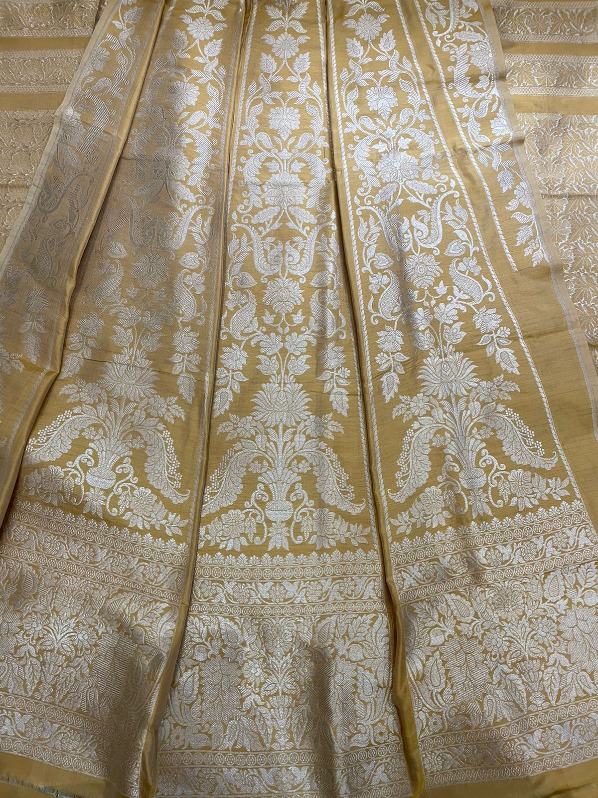 Vibha Golden Handwoven Pure Silk Banarasi Lehenga Panels