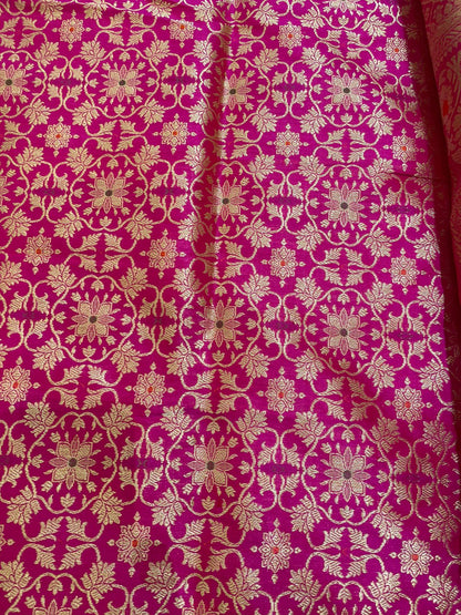 Anupama Pink Handwoven Pure Silk Banarasi Lehenga