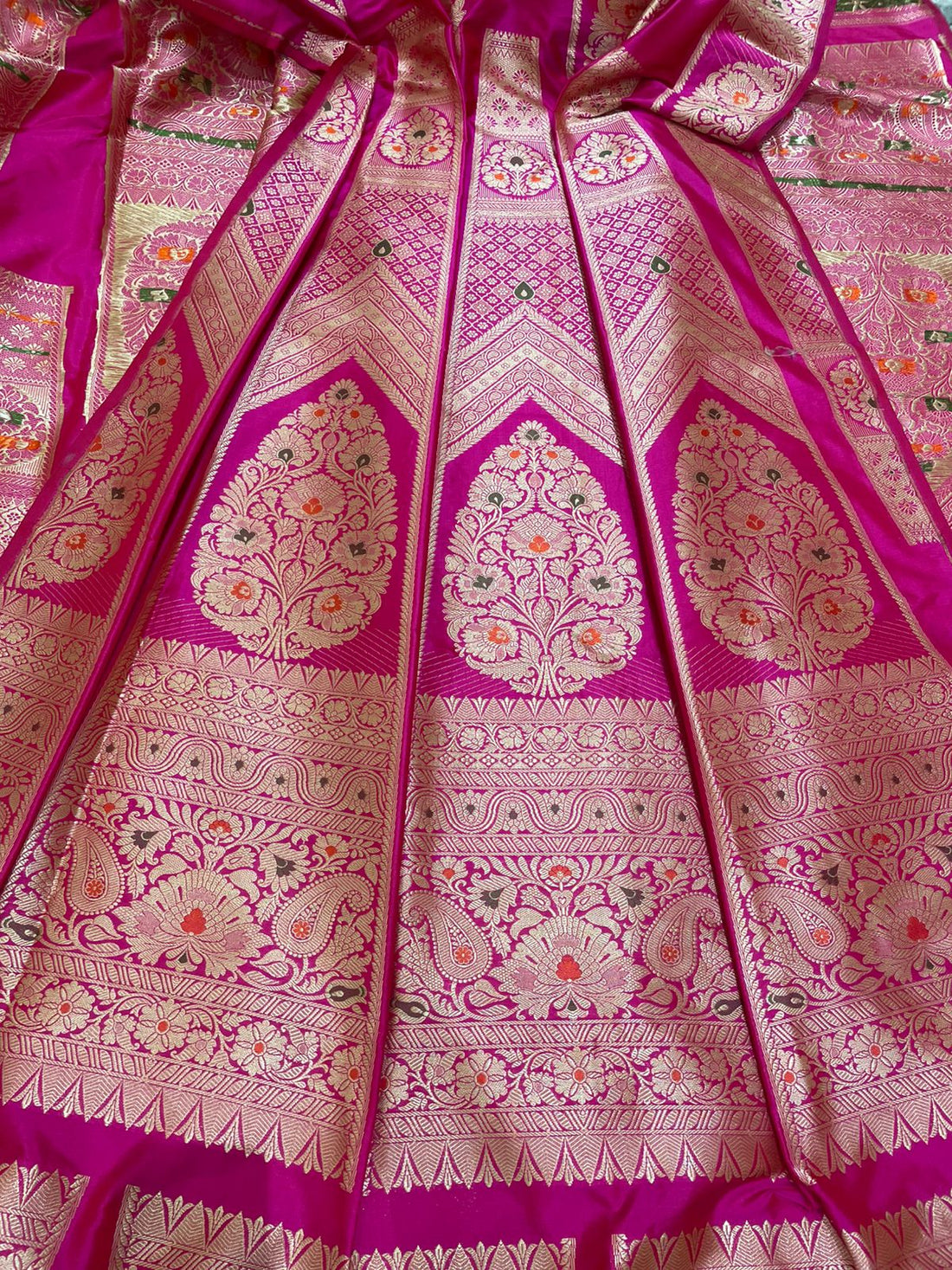 Anupama Pink Handwoven Pure Silk Banarasi Lehenga