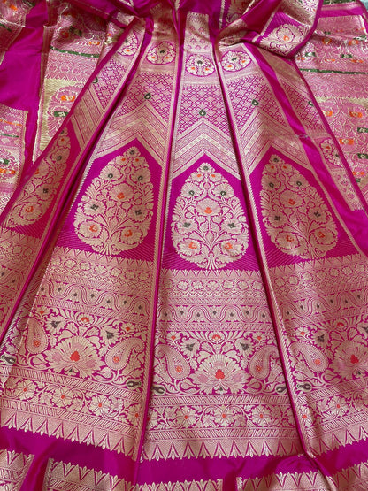 Anupama Pink Handwoven Pure Silk Banarasi Lehenga