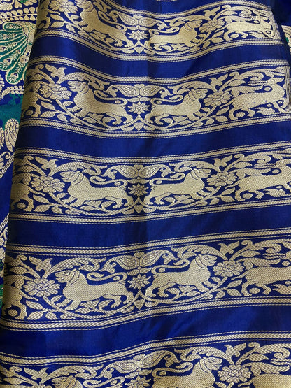 Shikarbagh Blue Handwoven Pure Kataan Silk Banarasi Lehenga