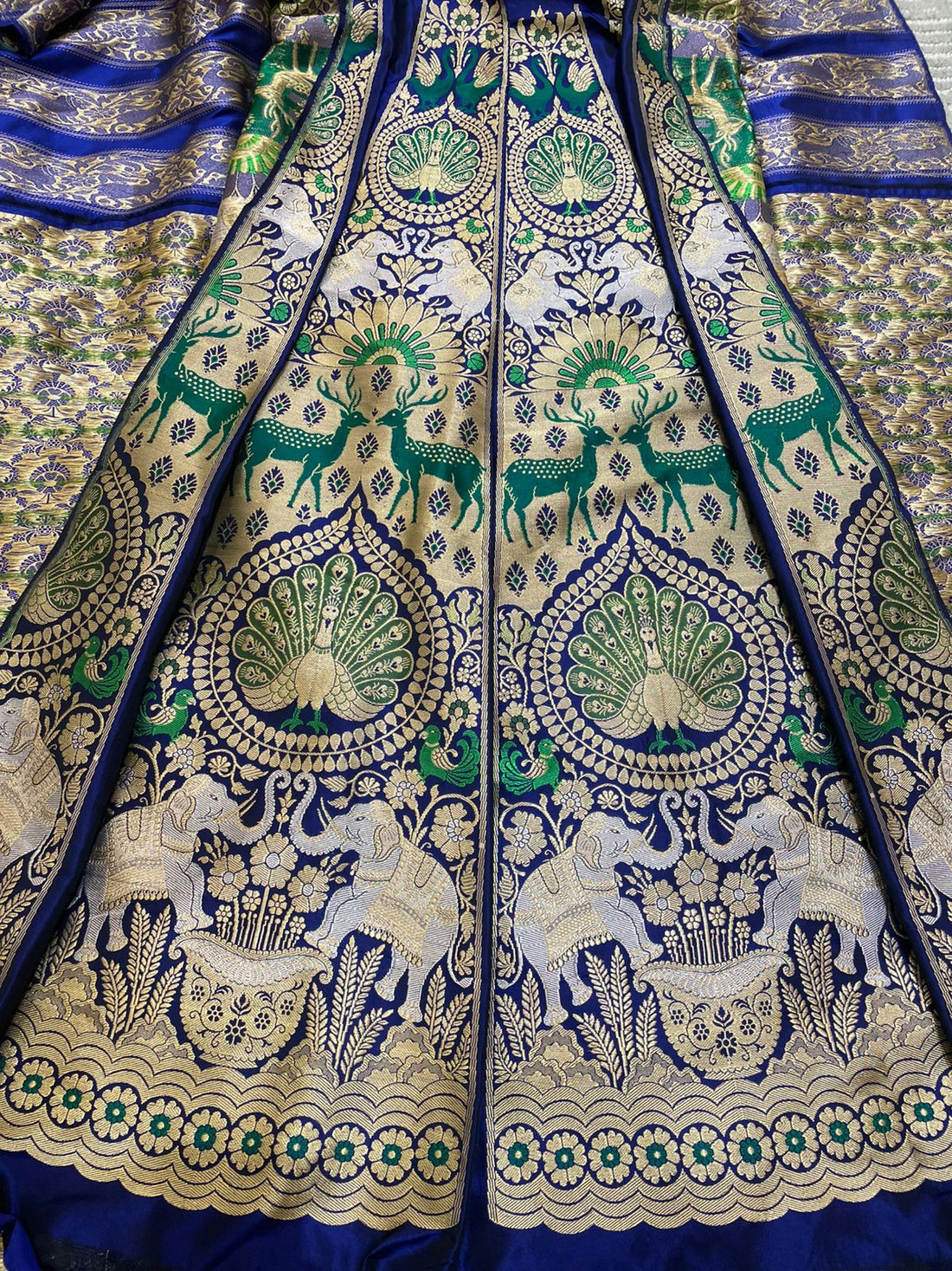 Shikarbagh Blue Handwoven Pure Kataan Silk Banarasi Lehenga