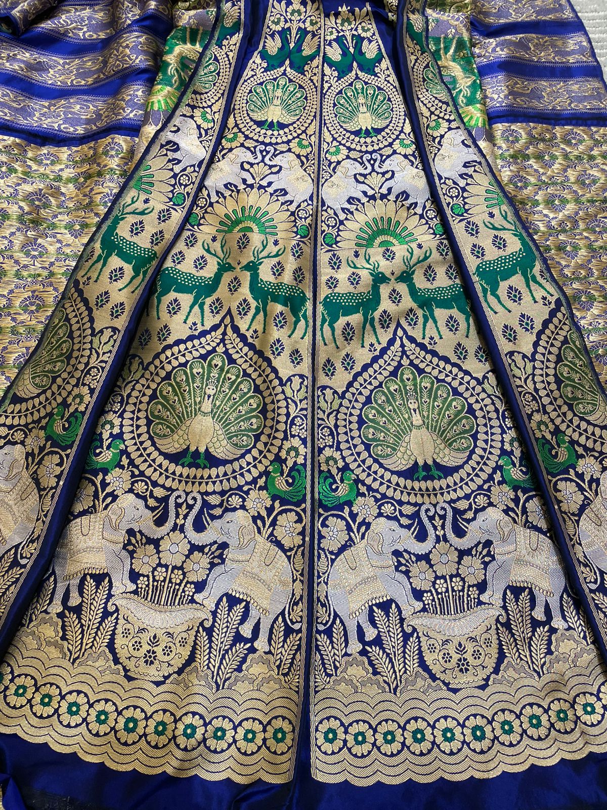 Shikarbagh Blue Handwoven Pure Kataan Silk Banarasi Lehenga