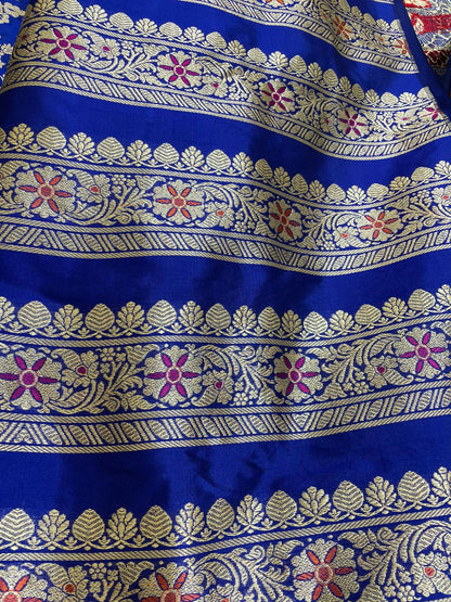 Gulbagh Blue Handwoven Pure Silk Banarasi Lehenga