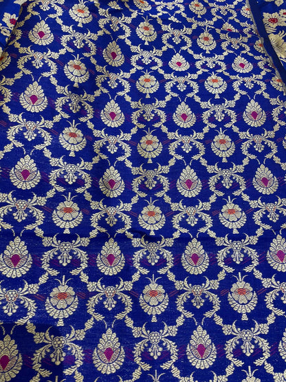 Gulbagh Blue Handwoven Pure Silk Banarasi Lehenga
