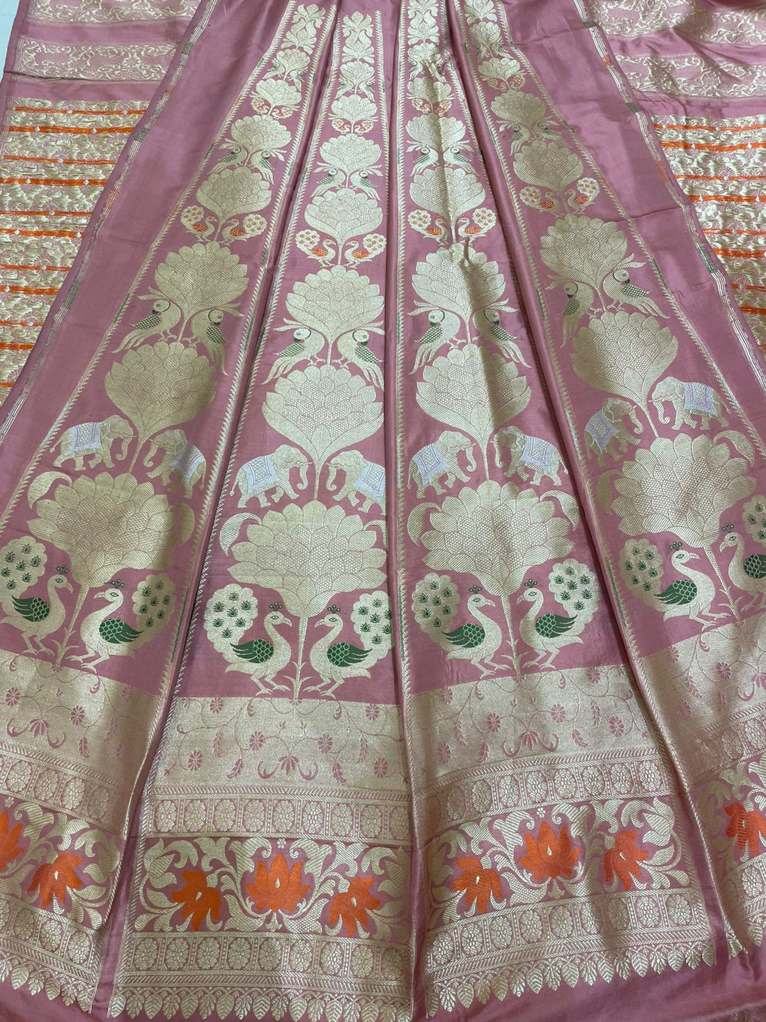 Vantara Pink Handwoven Pure Silk Banarasi Lehenga