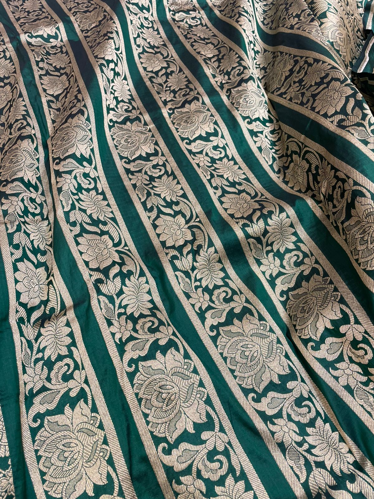 Kamalini Green Handwoven Pure Silk Banarasi Lehenga Panels
