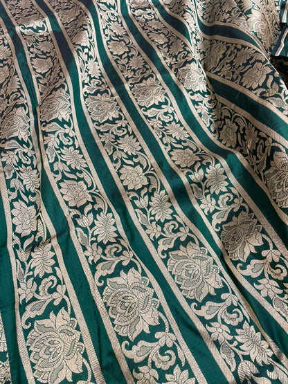Kamalini Green Handwoven Pure Silk Banarasi Lehenga Panels