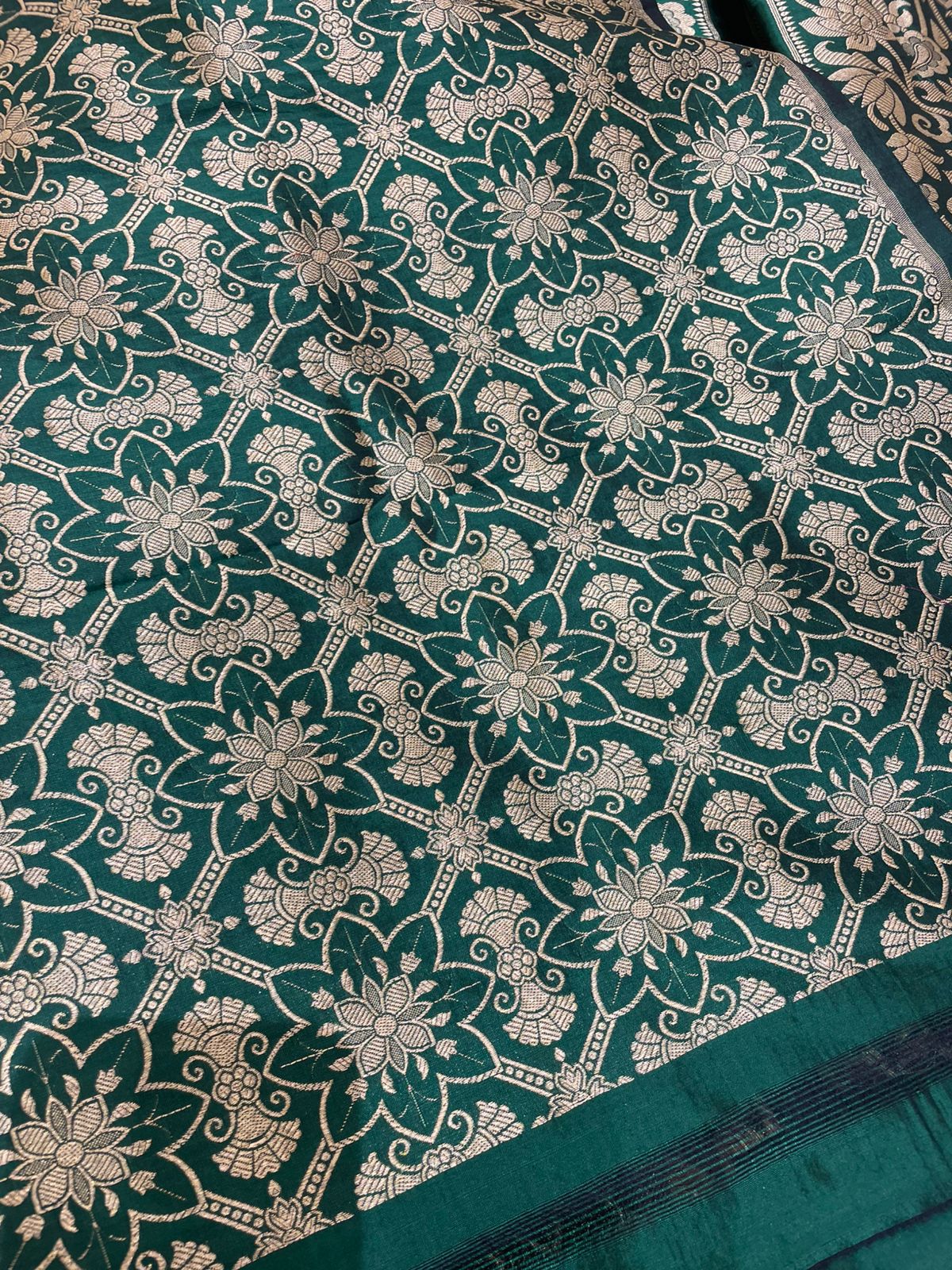 Kamalini Green Handwoven Pure Silk Banarasi Lehenga Panels