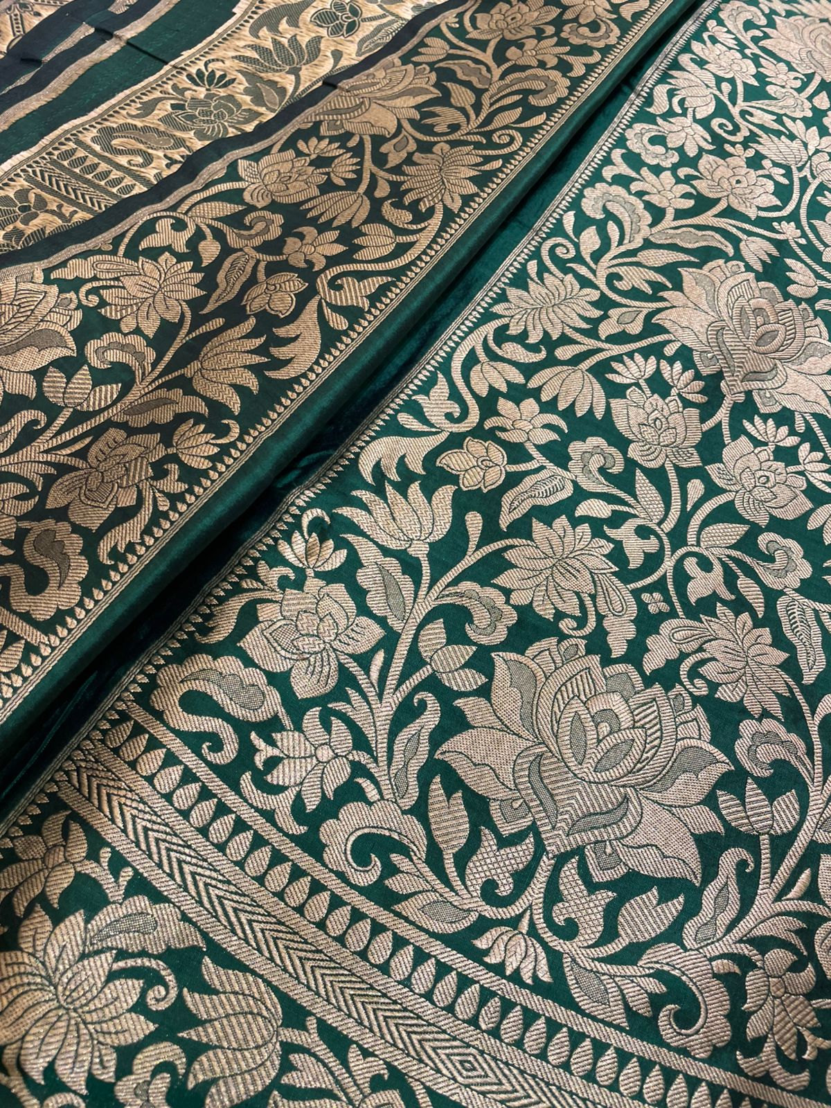 Kamalini Green Handwoven Pure Silk Banarasi Lehenga Panels