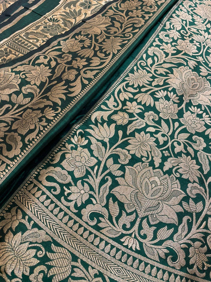 Kamalini Green Handwoven Pure Silk Banarasi Lehenga Panels