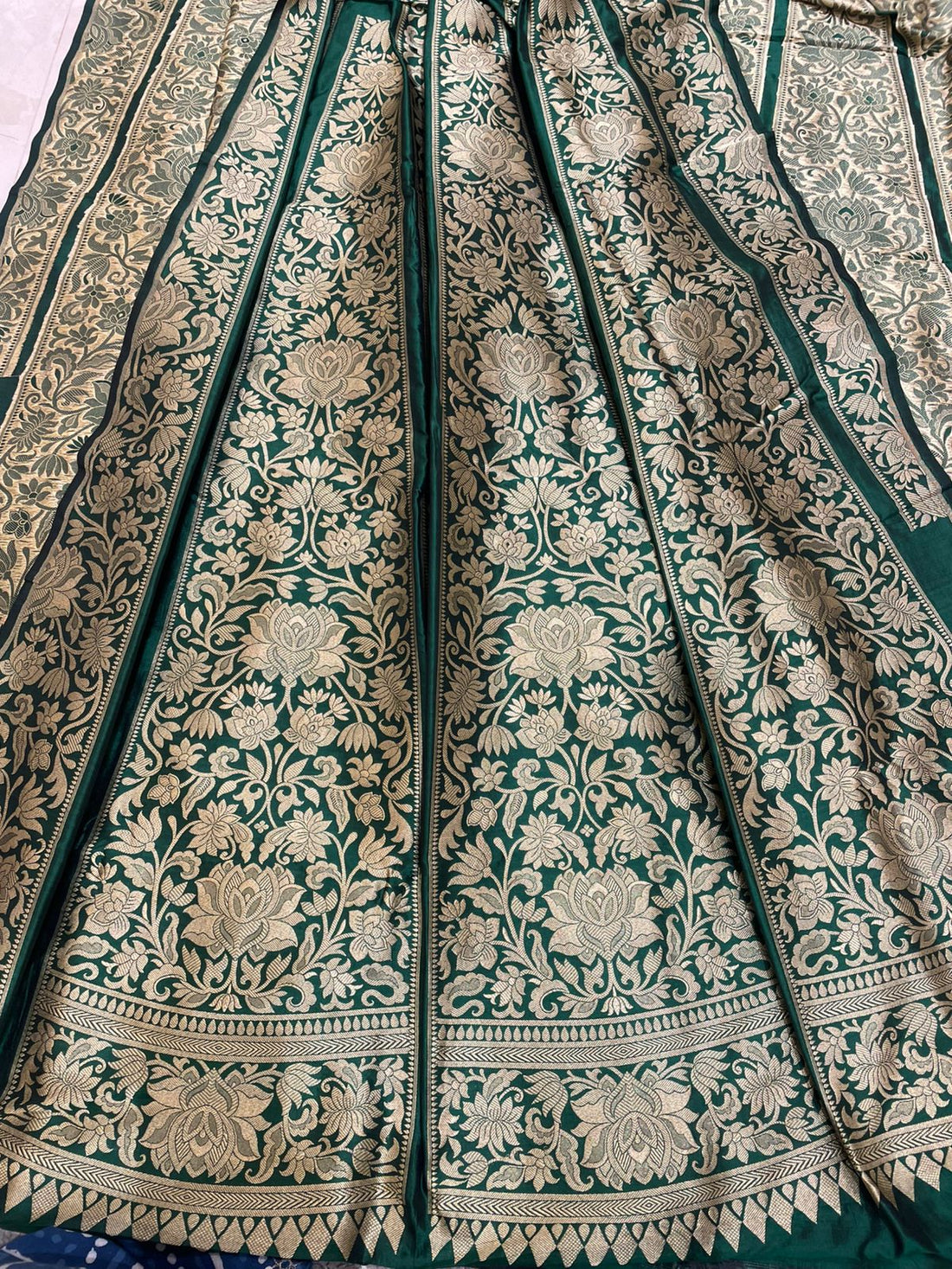 Kamalini Green Handwoven Pure Silk Banarasi Lehenga Panels