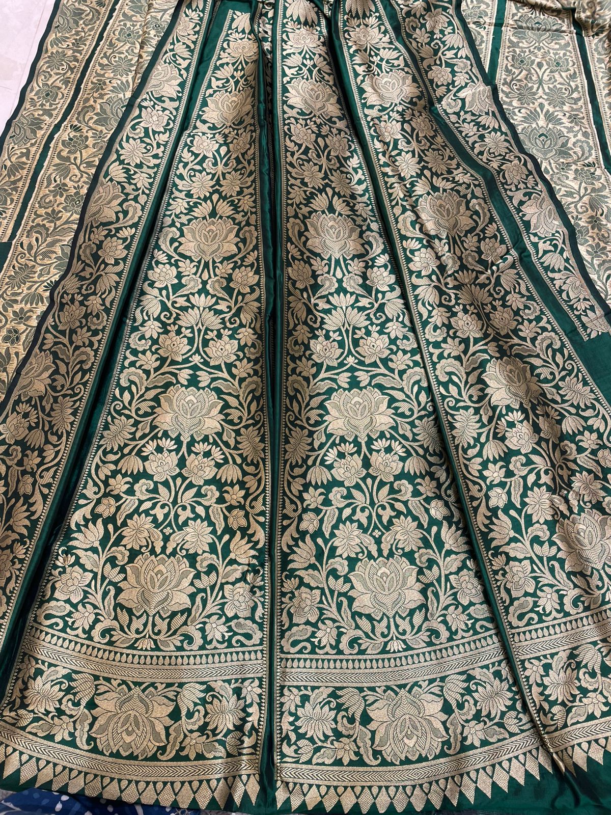 Kamalini Green Handwoven Pure Silk Banarasi Lehenga Panels