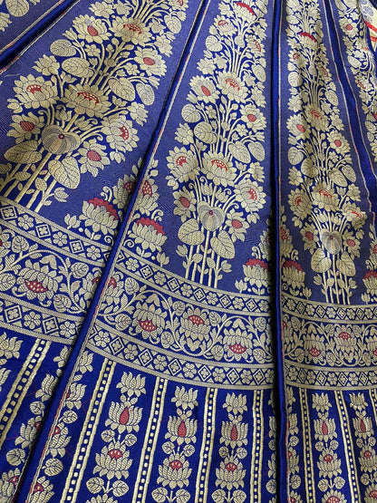 Gulbagh Blue Handwoven Pure Silk Banarasi Lehenga