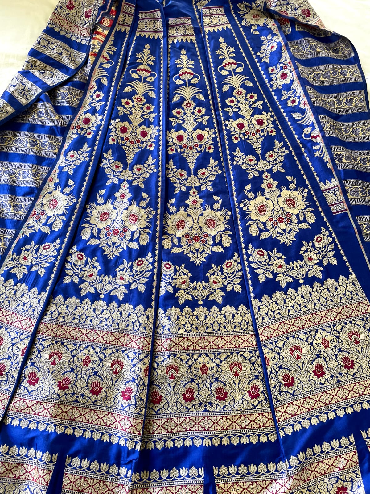 Blue Handwoven Pure Silk Banarasi Lehenga