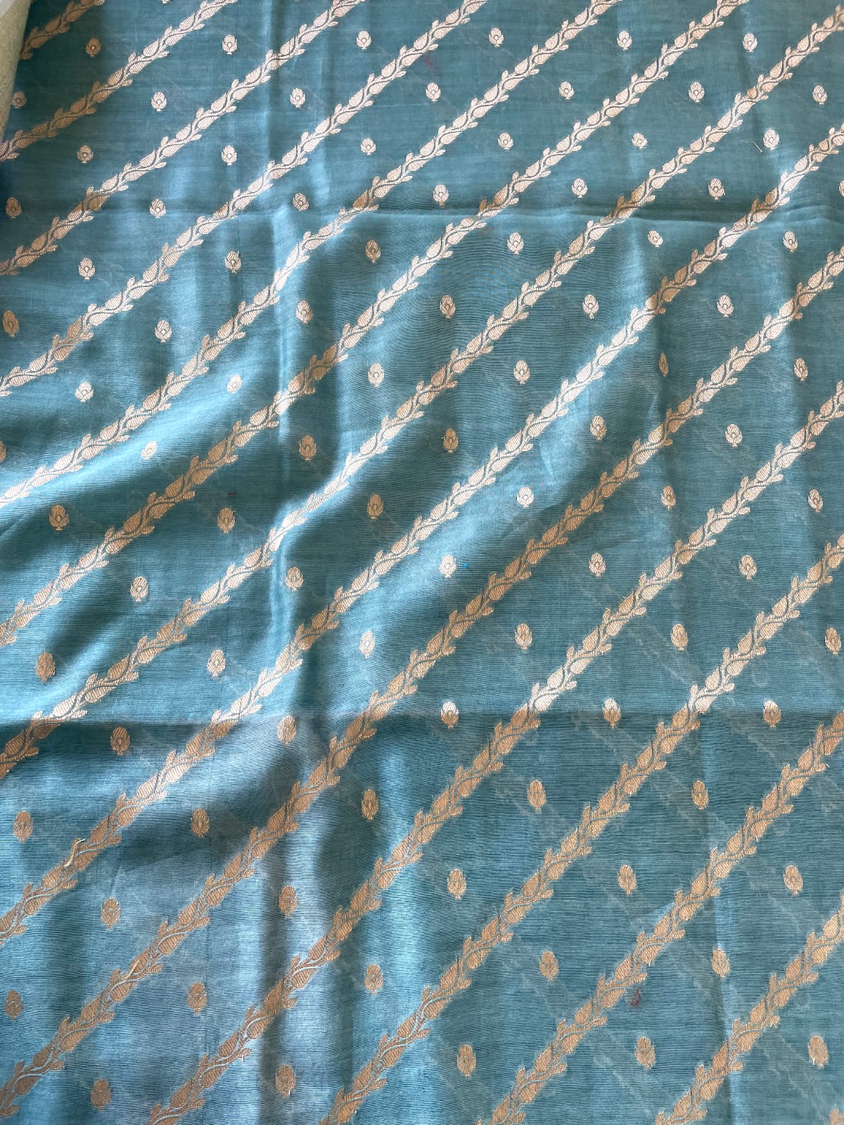 Sky Blue Cotton Silk Suit Set