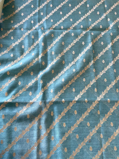 Sky Blue Cotton Silk Suit Set