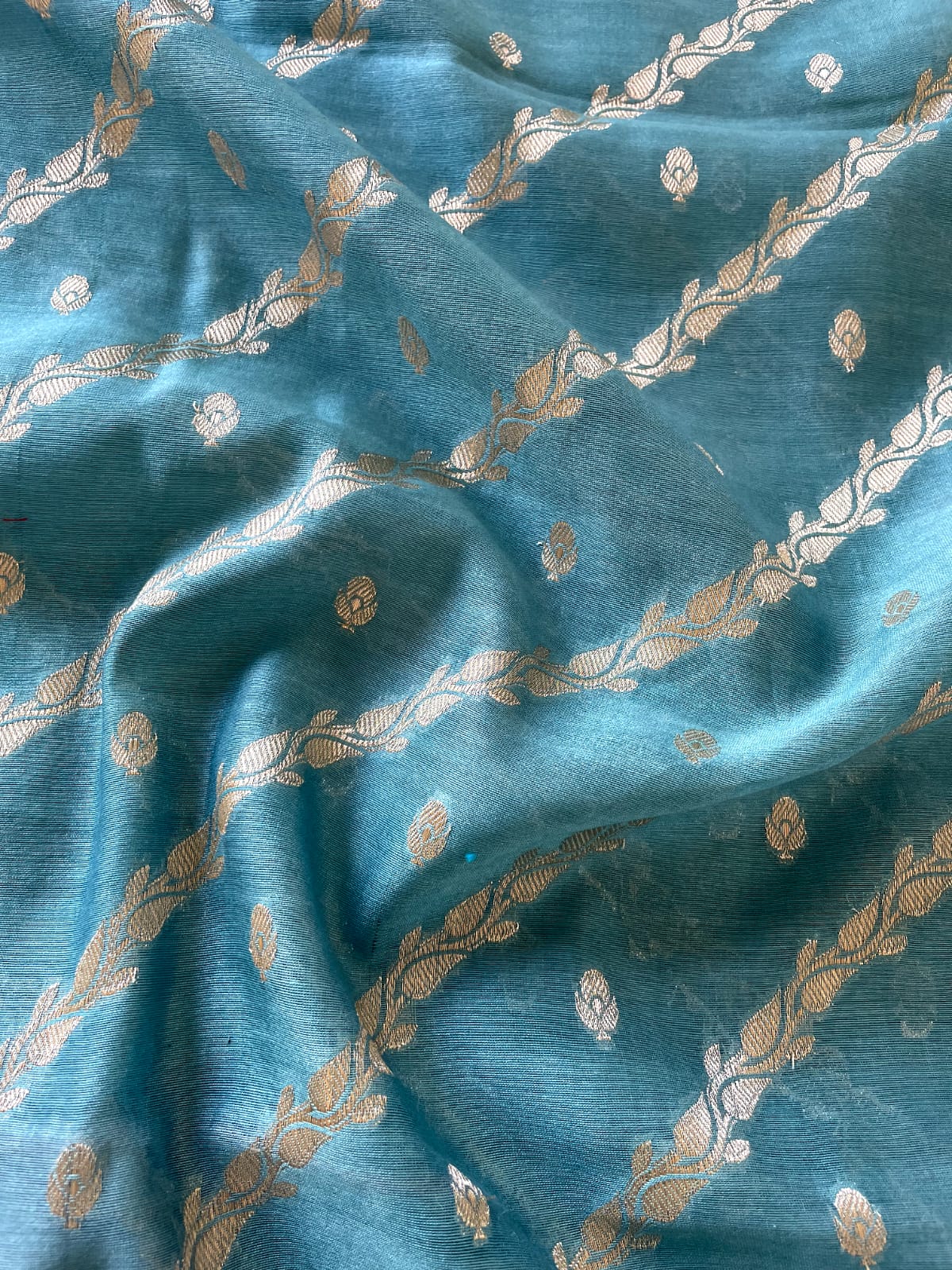 Sky Blue Cotton Silk Suit Set