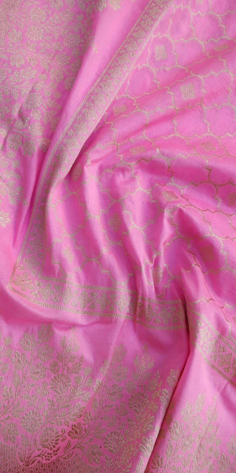Pink Minakari Handwoven Pure Silk Banarasi Lehenga Panels