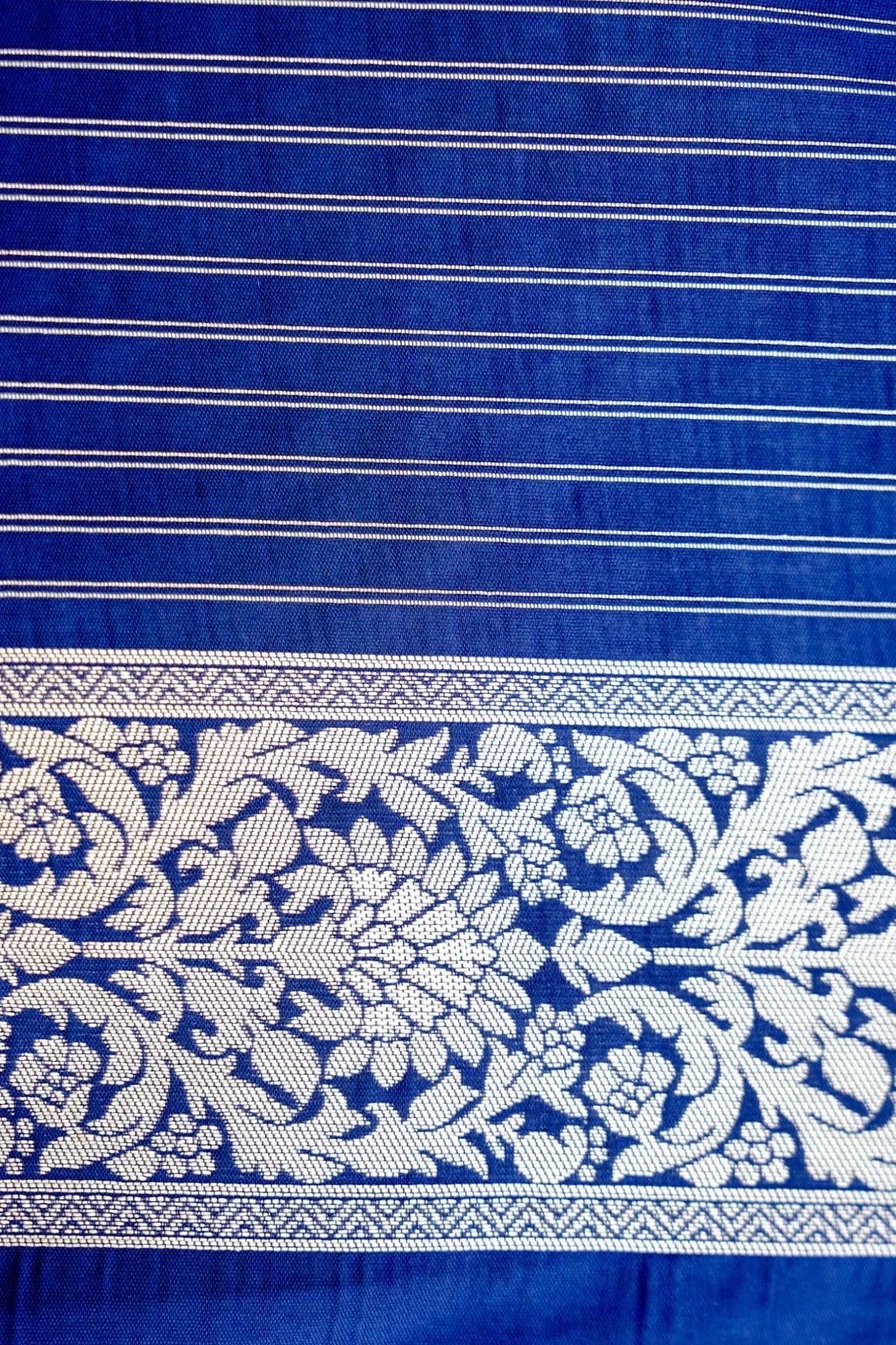 Blue Banarasi Silk Saree with Zari Floral Jaal