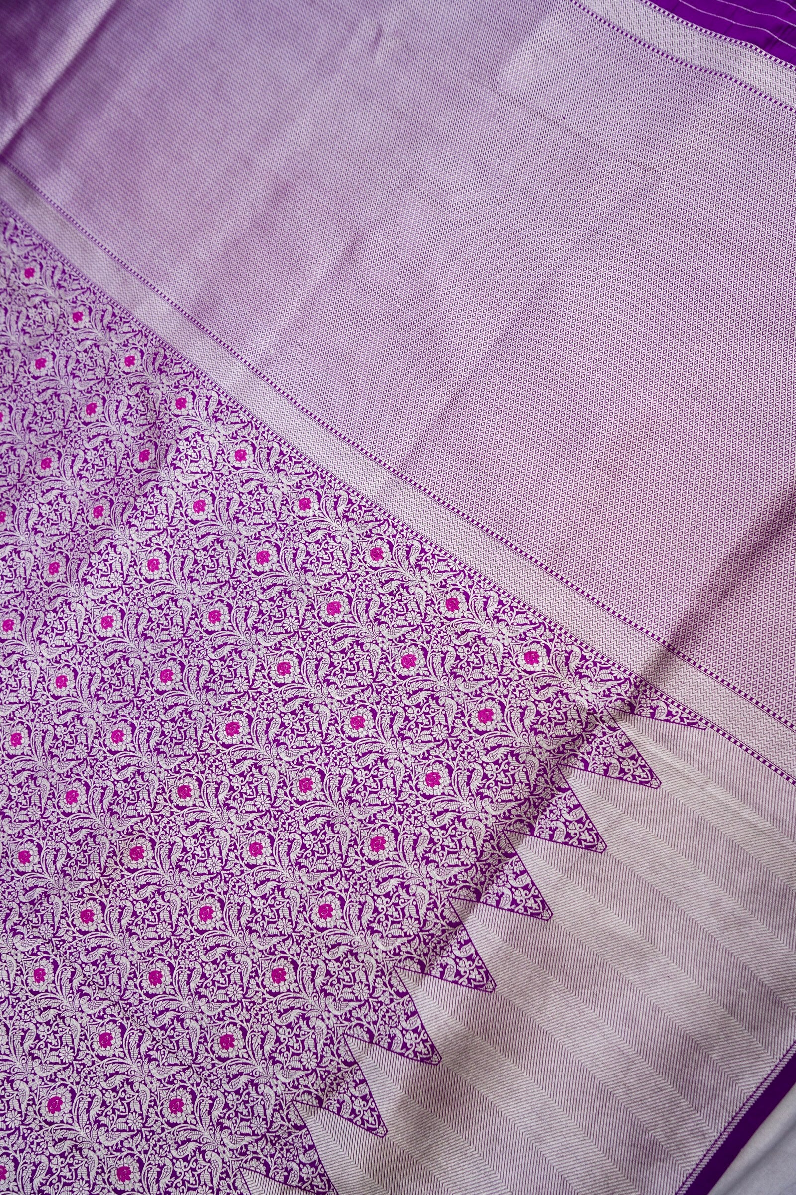 Purple Shikargah Brocade Handwoven Pure Silk Banarasi Saree