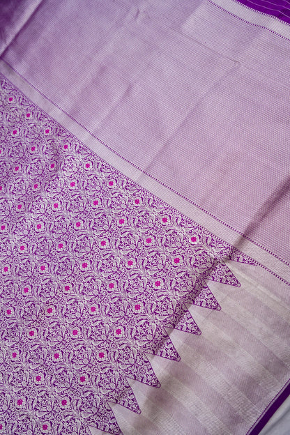 Purple Shikargah Brocade Handwoven Pure Silk Banarasi Saree