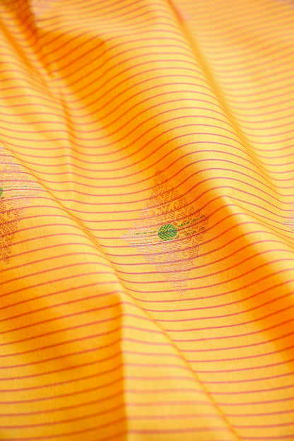 Yellow Banarasi Soft Silk Saree with Contrast Border