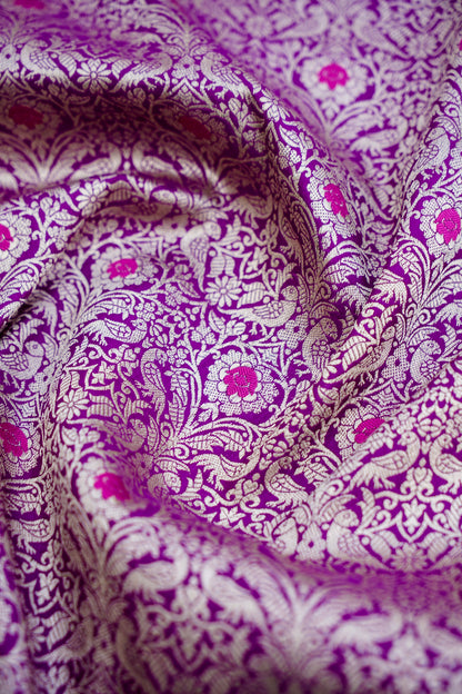 Purple Shikargah Brocade Handwoven Pure Silk Banarasi Saree