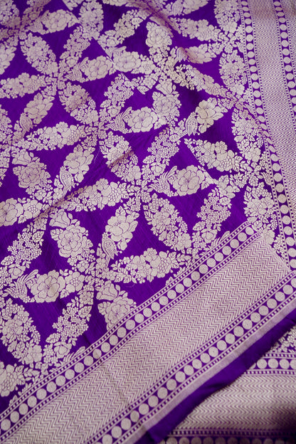 Purple Handwoven Pure Silk Banarasi Saree