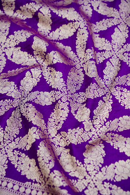 Purple Handwoven Pure Silk Banarasi Saree