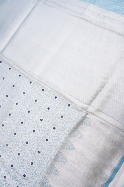 Light Blue Shikargah Handwoven Pure Silk Kadhua Brocade Banarasi Saree