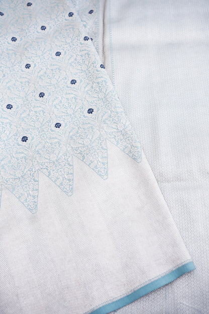 Light Blue Shikargah Handwoven Pure Silk Kadhua Brocade Banarasi Saree