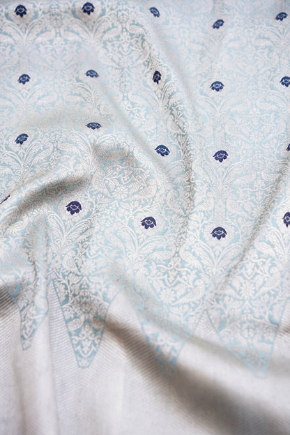 Light Blue Shikargah Handwoven Pure Silk Kadhua Brocade Banarasi Saree