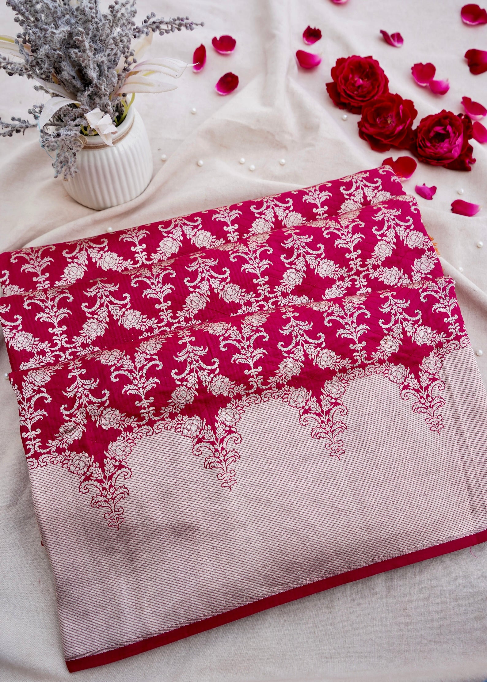 Red Handwoven Pure Silk Banarasi  Saree