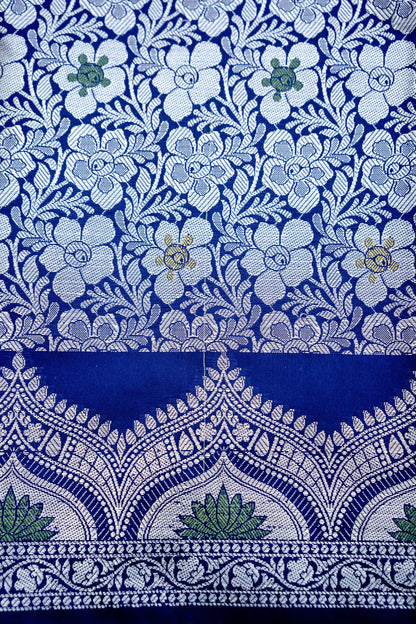 Navy Blue Butidar Banarasi Saree with Meenakari