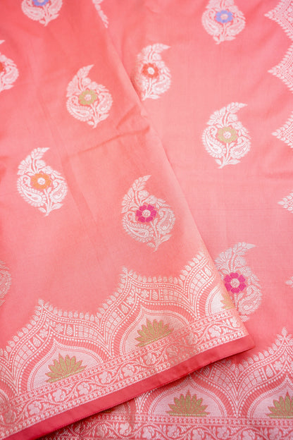 Peach Butidar Banarasi Saree with Meenakari