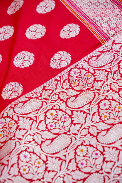 Red Handwoven Pure Silk Banarasi Saree