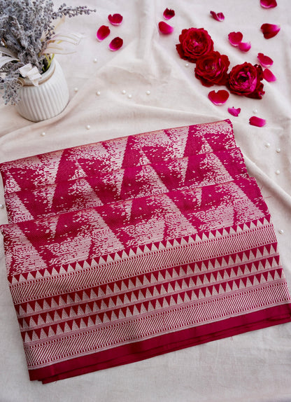 Red Handwoven Pure Kataan Silk Banarasi Saree