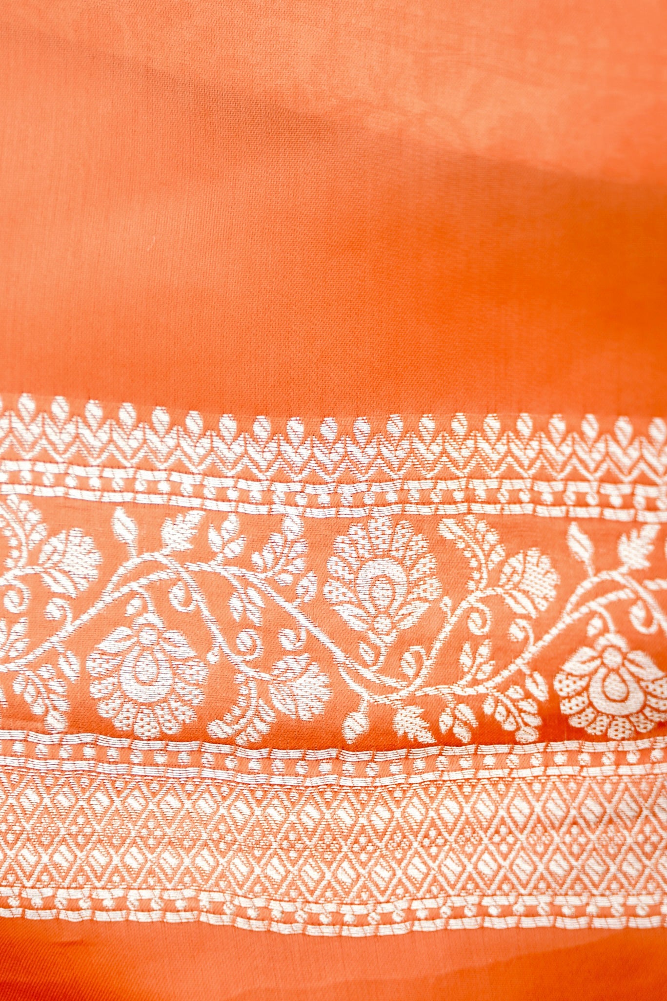 Orange Mashru Jaal Shikargah Banarasi Saree