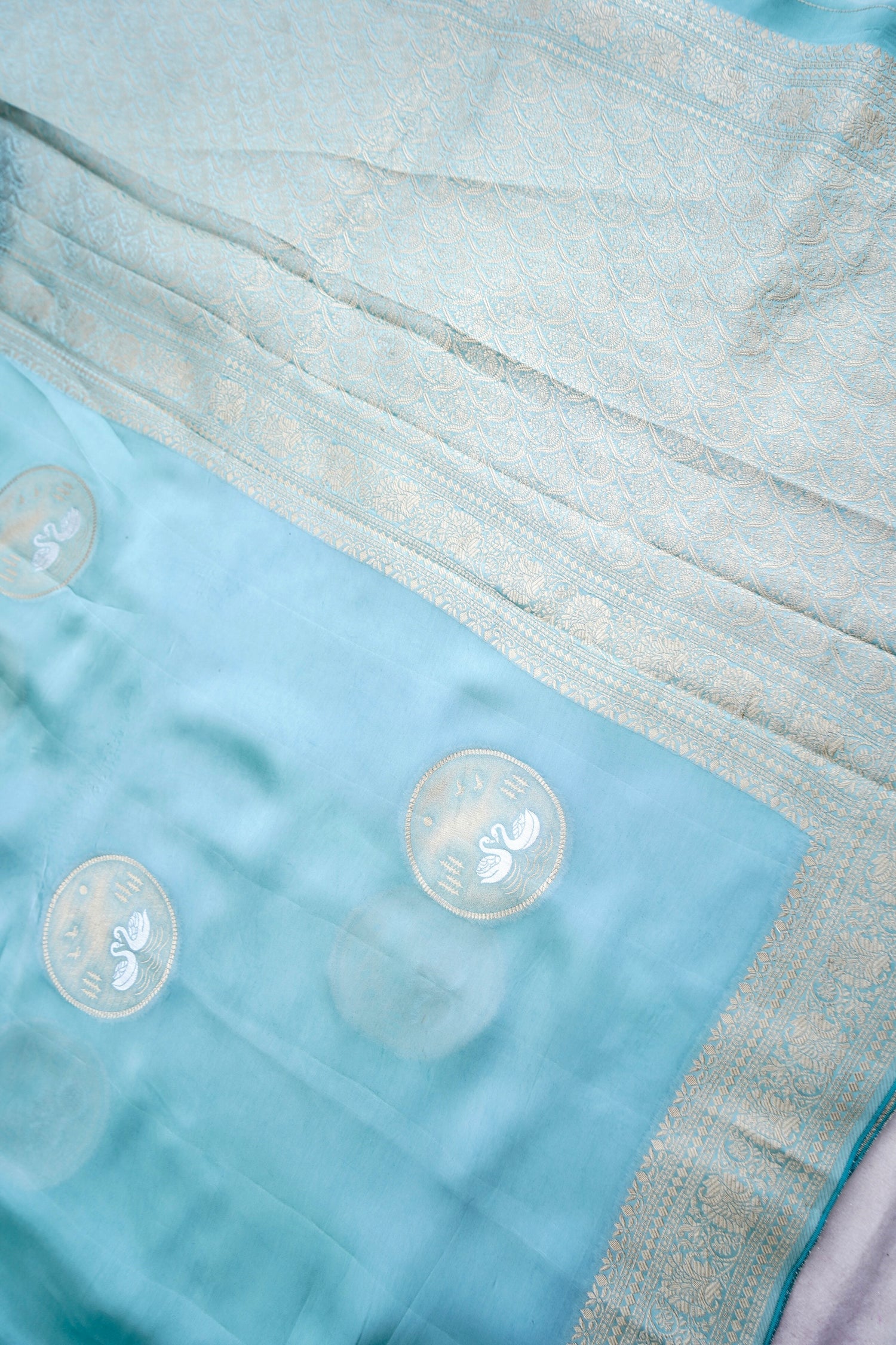 Green Banarasi Mashru Saree Sona-Rupa Shikargah