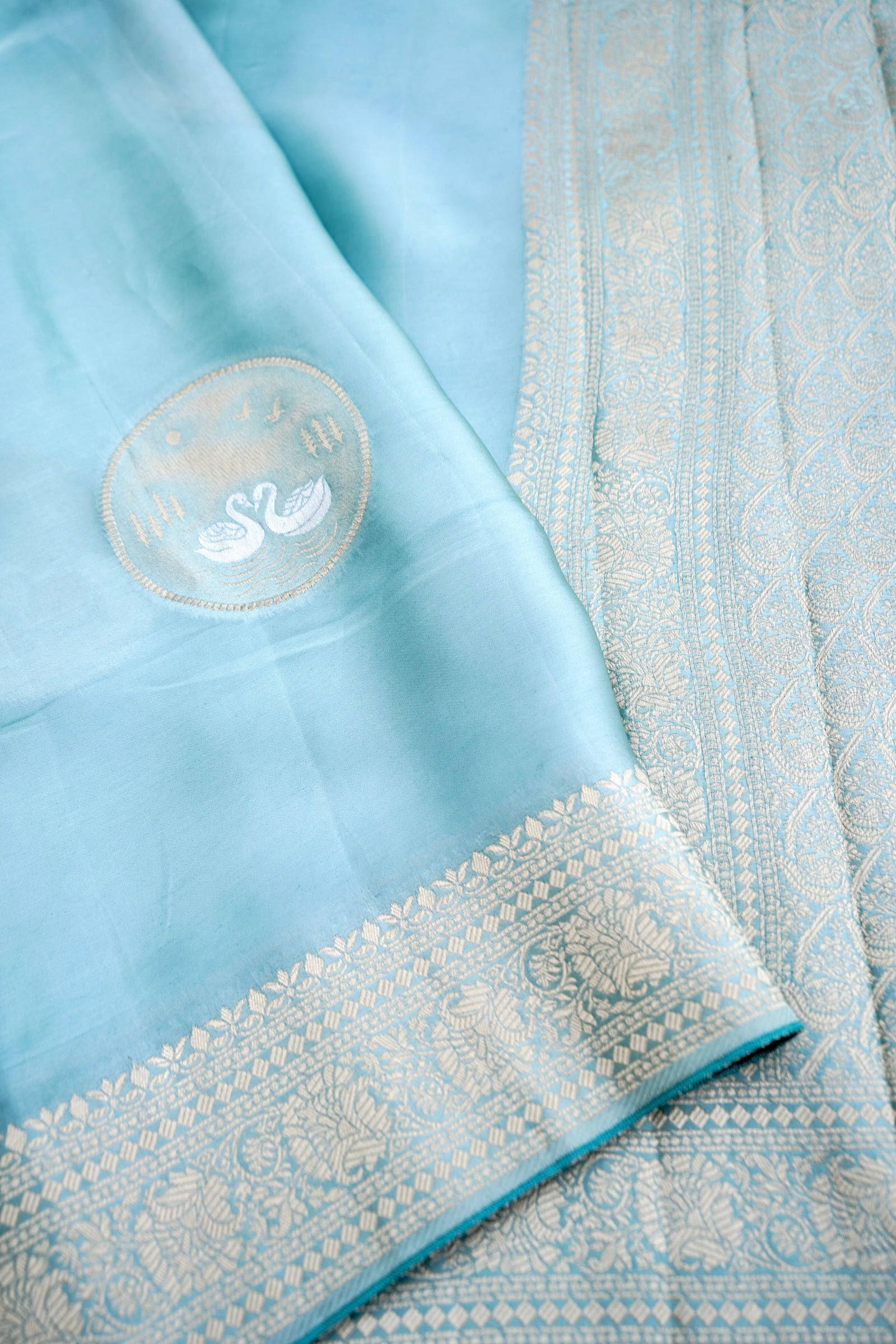 Green Banarasi Mashru Saree Sona-Rupa Shikargah