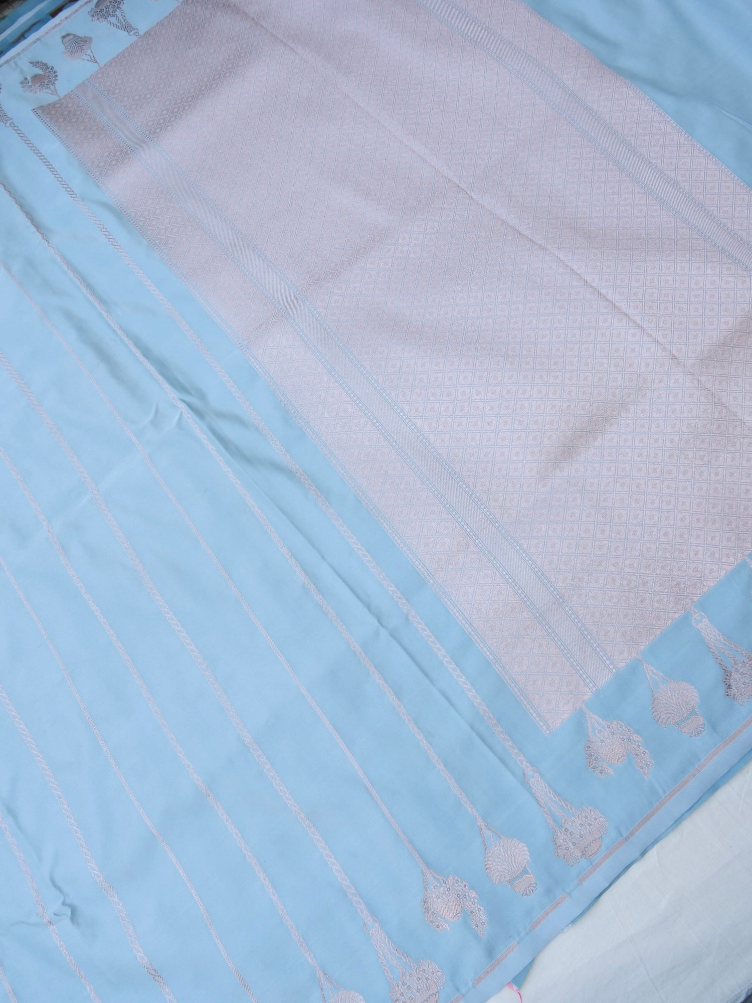 Sky Blue Banarasi Mashru Silk Saree