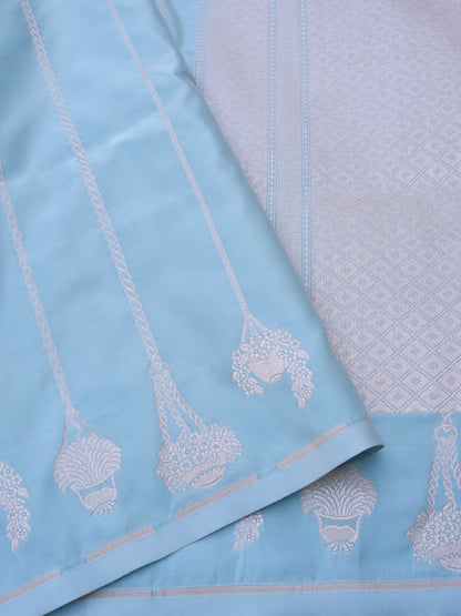 Sky Blue Banarasi Mashru Silk Saree