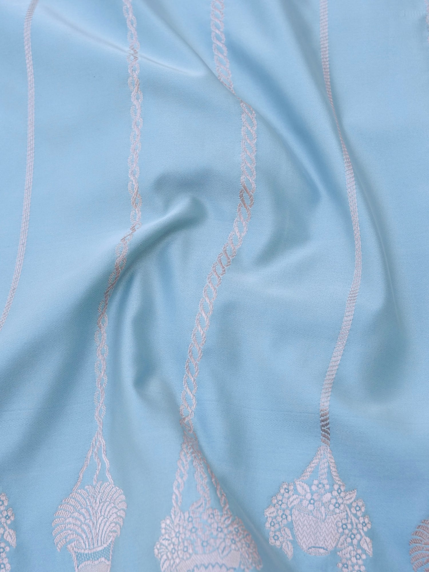 Sky Blue Banarasi Mashru Silk Saree