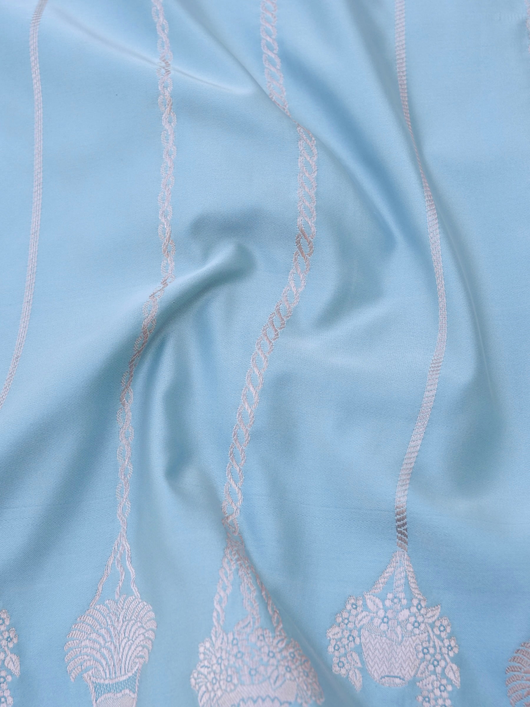 Sky Blue Banarasi Mashru Silk Saree