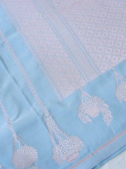 Sky Blue Banarasi Mashru Silk Saree