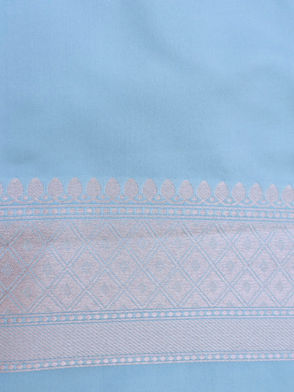 Sky Blue Banarasi Mashru Silk Saree