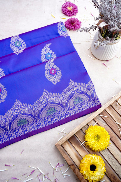 Lapis Blue Butidar Banarasi Saree with Meenakari
