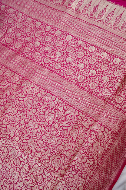 Red Jangla Handwoven Pure Kataan Silk Banarasi Saree