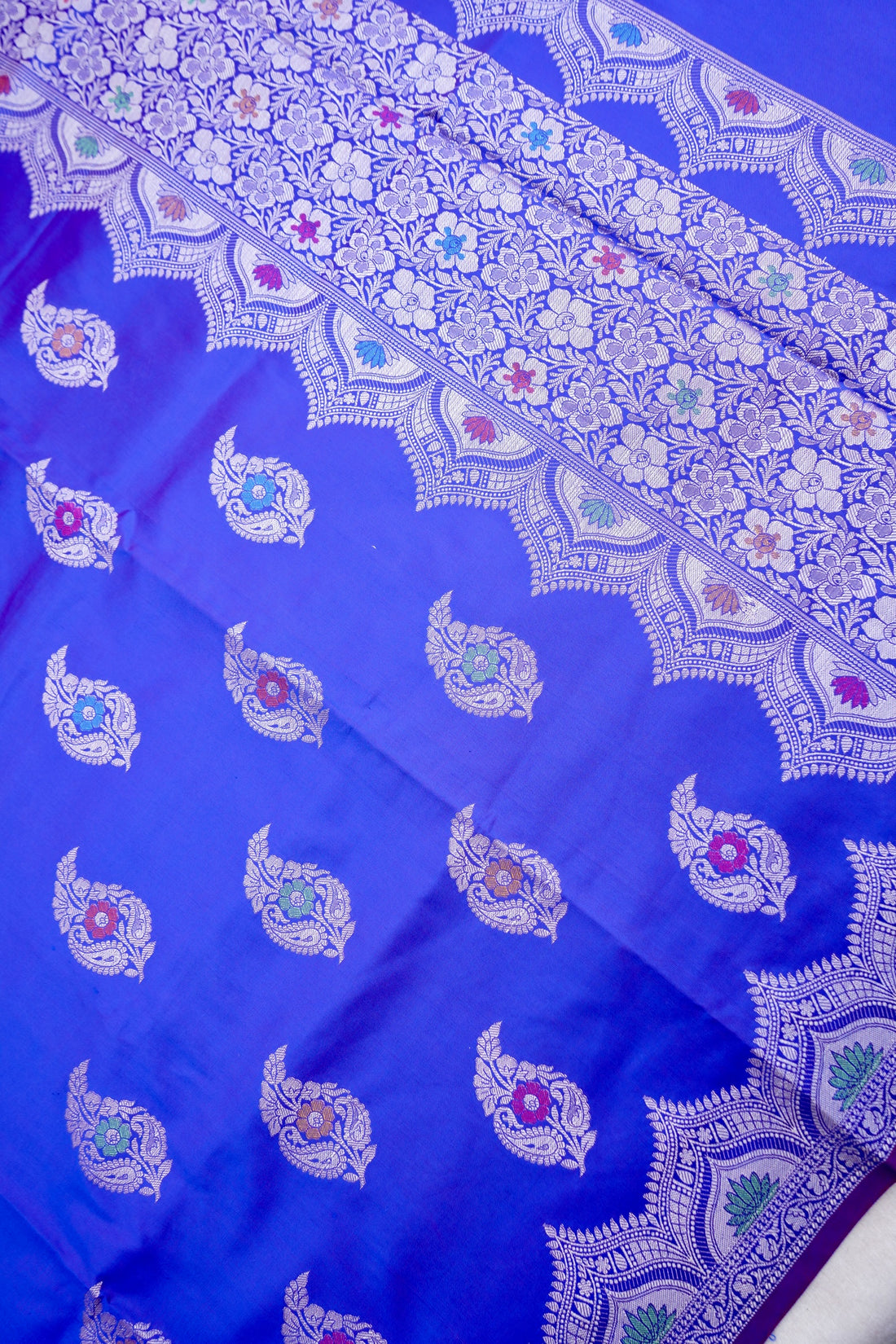 Lapis Blue Butidar Banarasi Saree with Meenakari